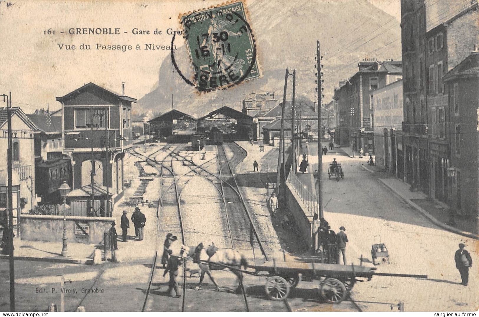 CPA 38 GRENOBLE / GARE / VUE DU PASSAGE A NIVEAU / TRAIN - Altri & Non Classificati