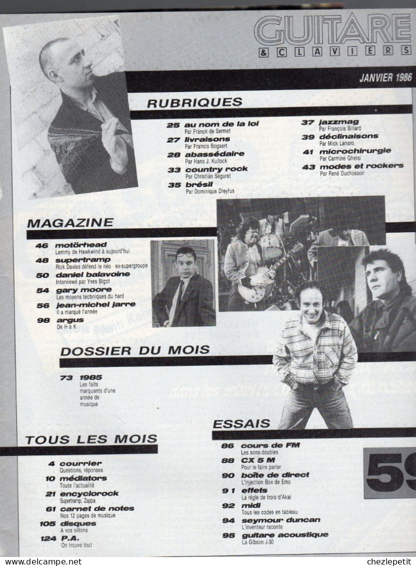 GUITARE & CLAVIERS N°59 JM Jarre Motorhead Supertramp Balavoine Gary Moore - Muziek