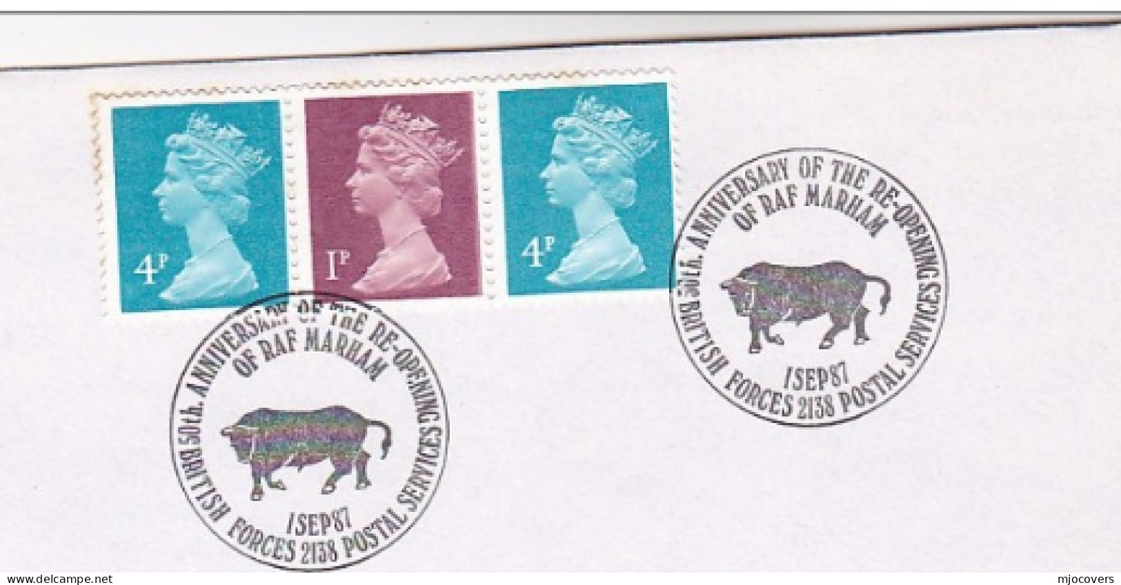 1987 BULL Cow EVENT COVER RAF MARHAM  GB Stamps Cattle - Vaches