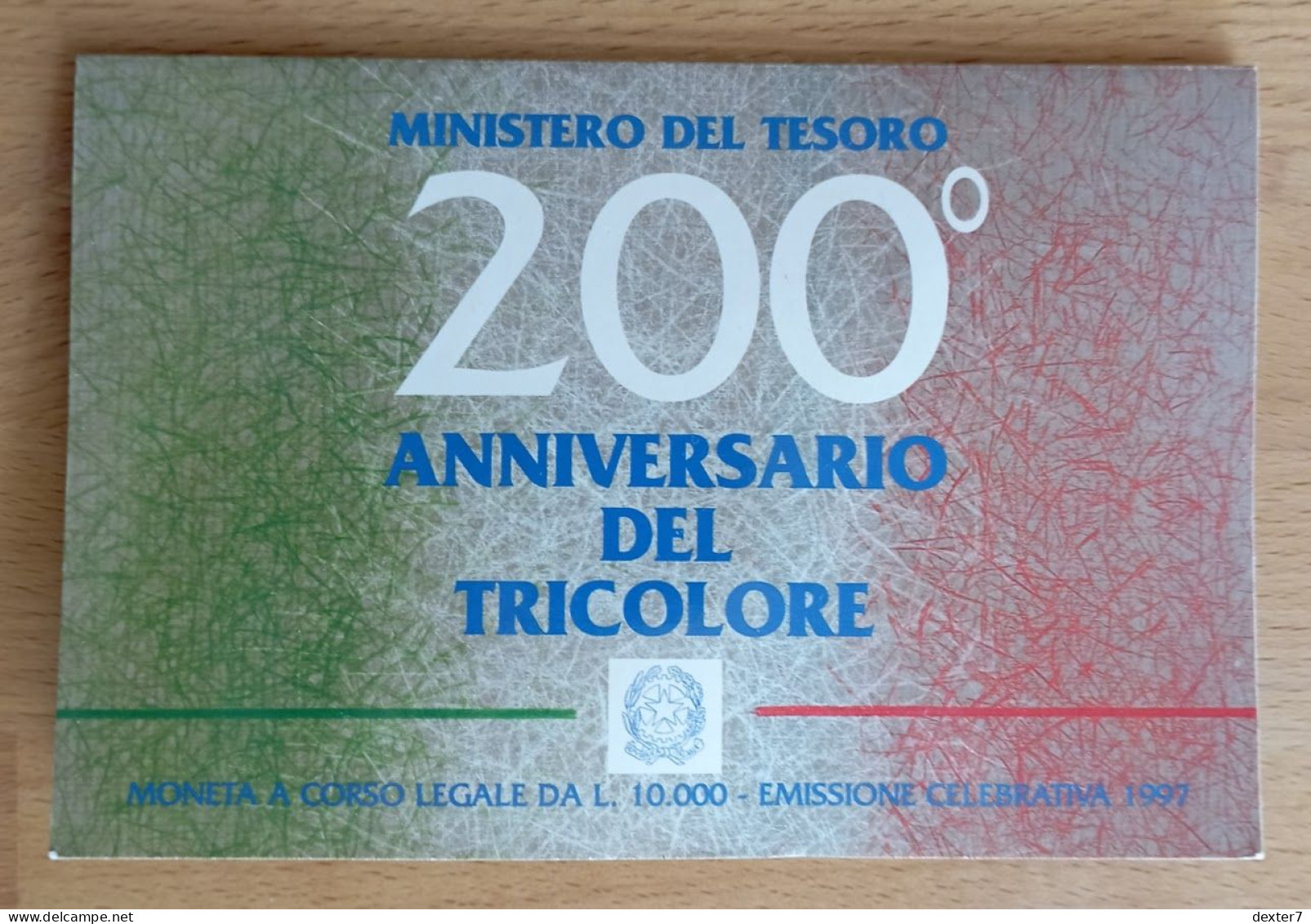 1997 200th Tricolore 10.000 Lire UNC 10000 - 0,30 Oz Of Pure Silver - 500 Lire
