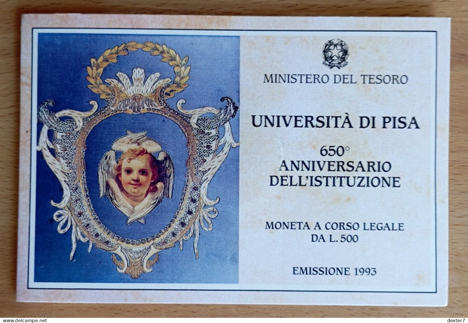 1993 University Of Pisa 500 Lire UNC 2 - 0,40 Oz Of Pure Silver - 500 Liras