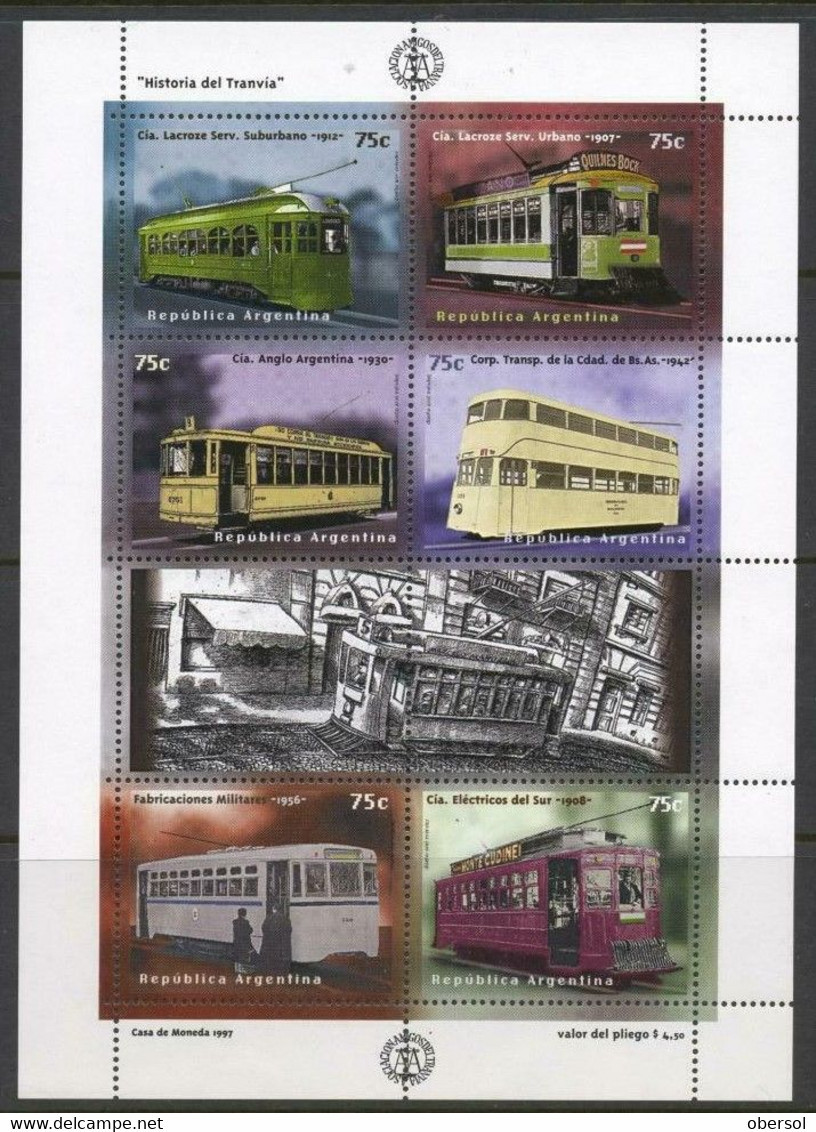 Argentina 1997 Trains Complete Set In Small Sheet MNH - Nuevos