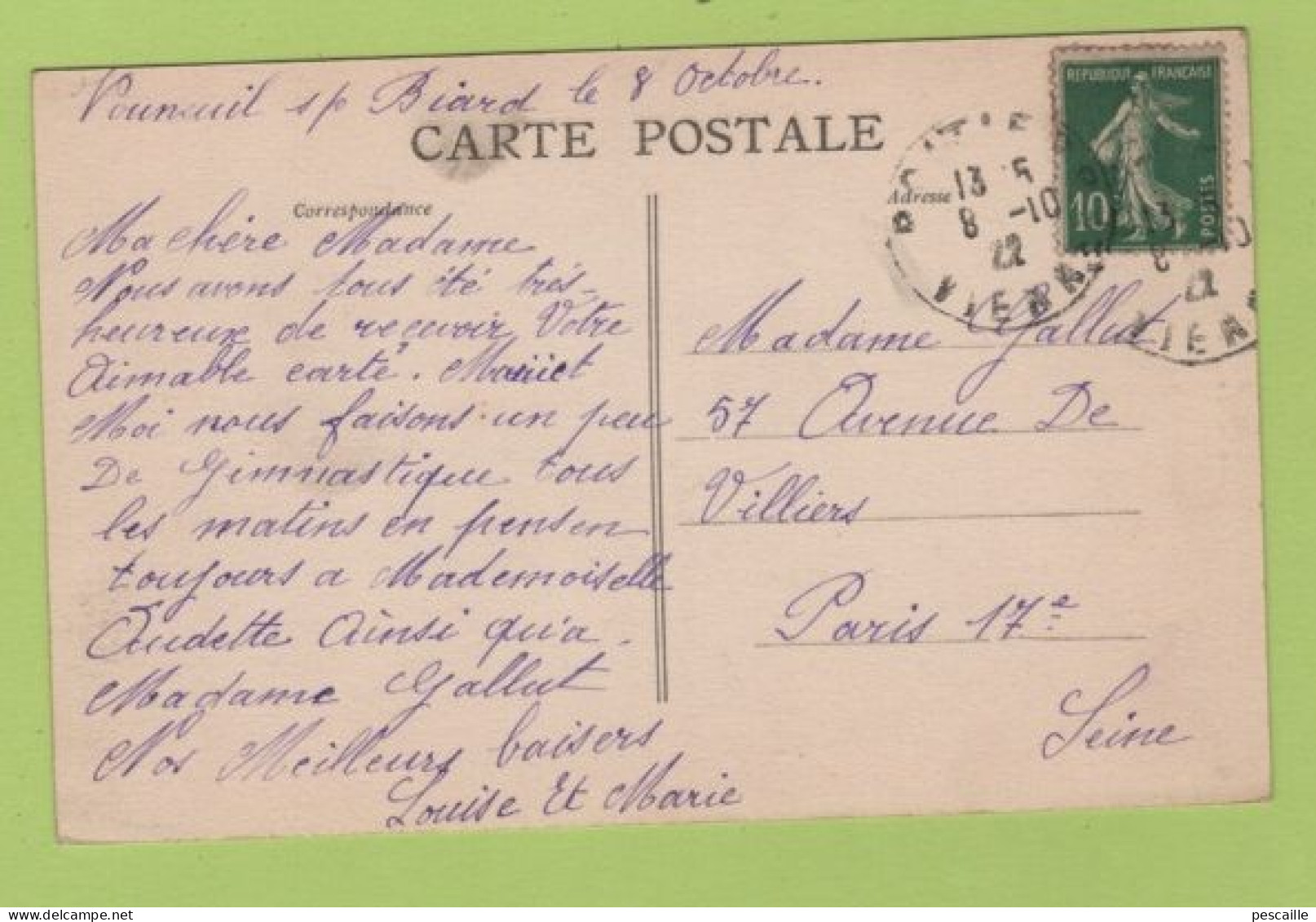 86 VIENNE - CP BIARD - CHATEAU DE LA FENESTRE - JULES ROBUCHON PHOT POITIERS N° 768 - CIRCULEE EN 1922 - Vouneuil Sous Biard