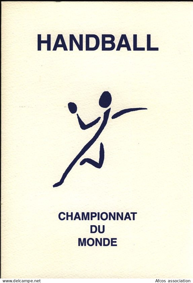 Handball France Championnat Du Monde 2001 Encart Avec Les 4 Oblitérations 1er Jour Nantes, Besancon, Dunkerque Et Montpe - Handbal