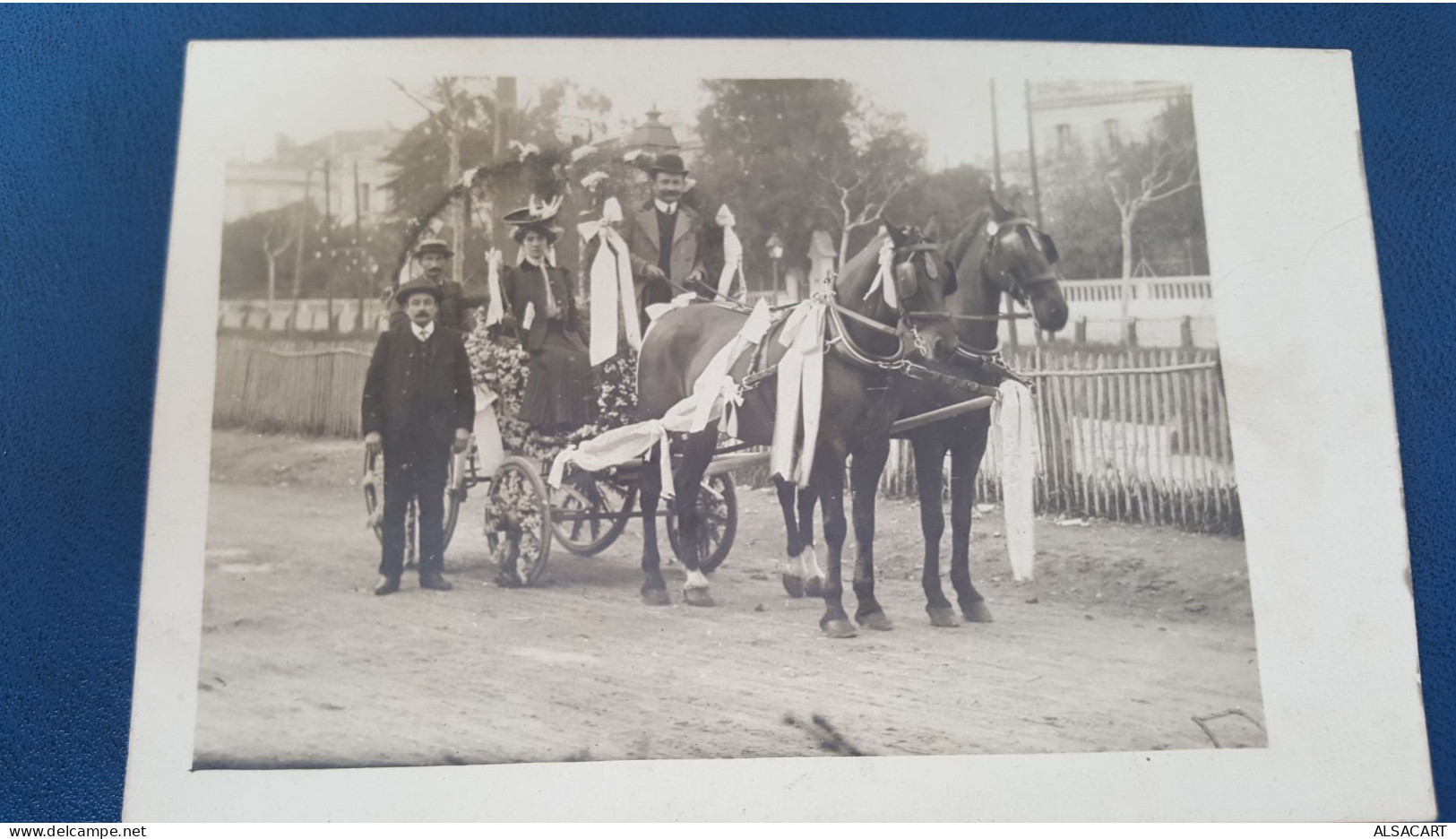 Carte Photo ,attelage De Cheval , Decoré - Caffé