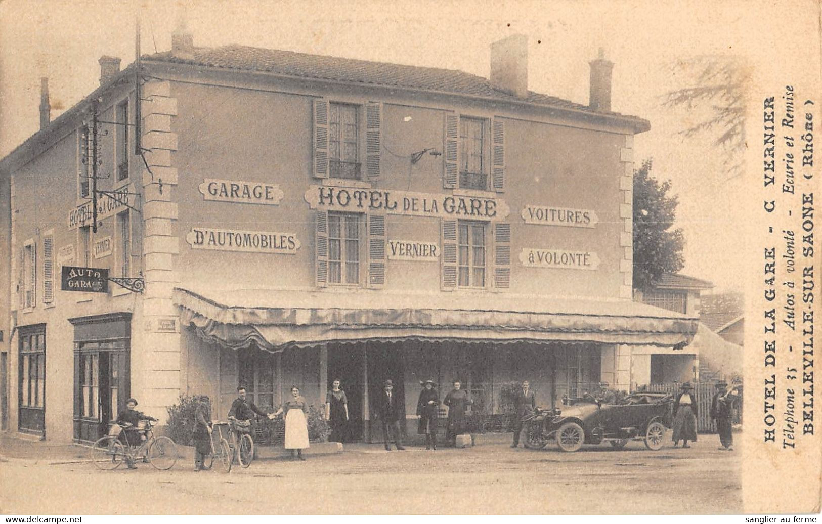 CPA 69 BELLEVILLE SUR SAONE / HOTEL DE LA GARE / C.VERNIER - Sonstige & Ohne Zuordnung