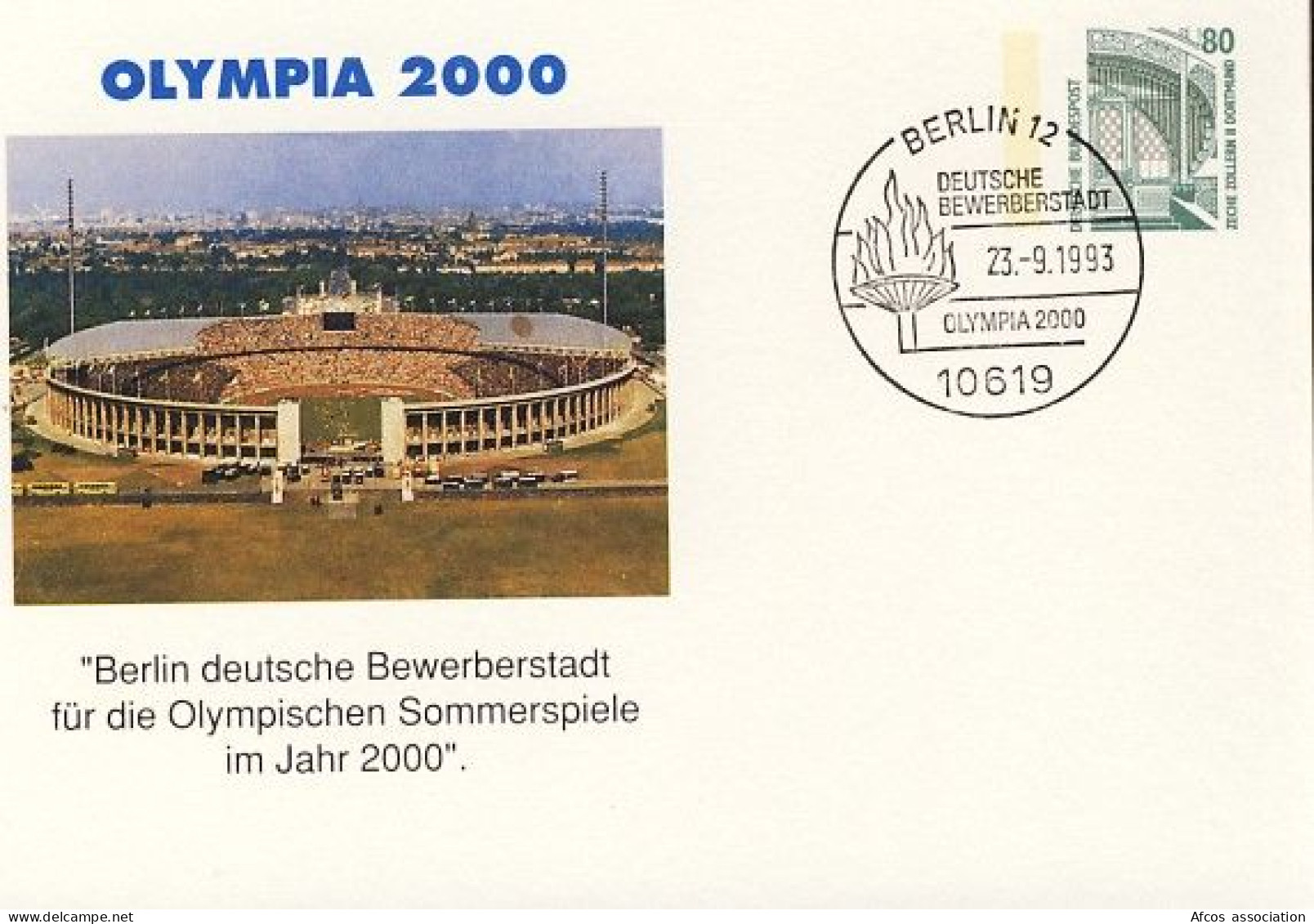 Allemagne Jeux Olympiques Candidature Berlin 2000  Olympia 2000 CAD Berlin Du 23/9/1993 Satde Olympique - Summer 2000: Sydney