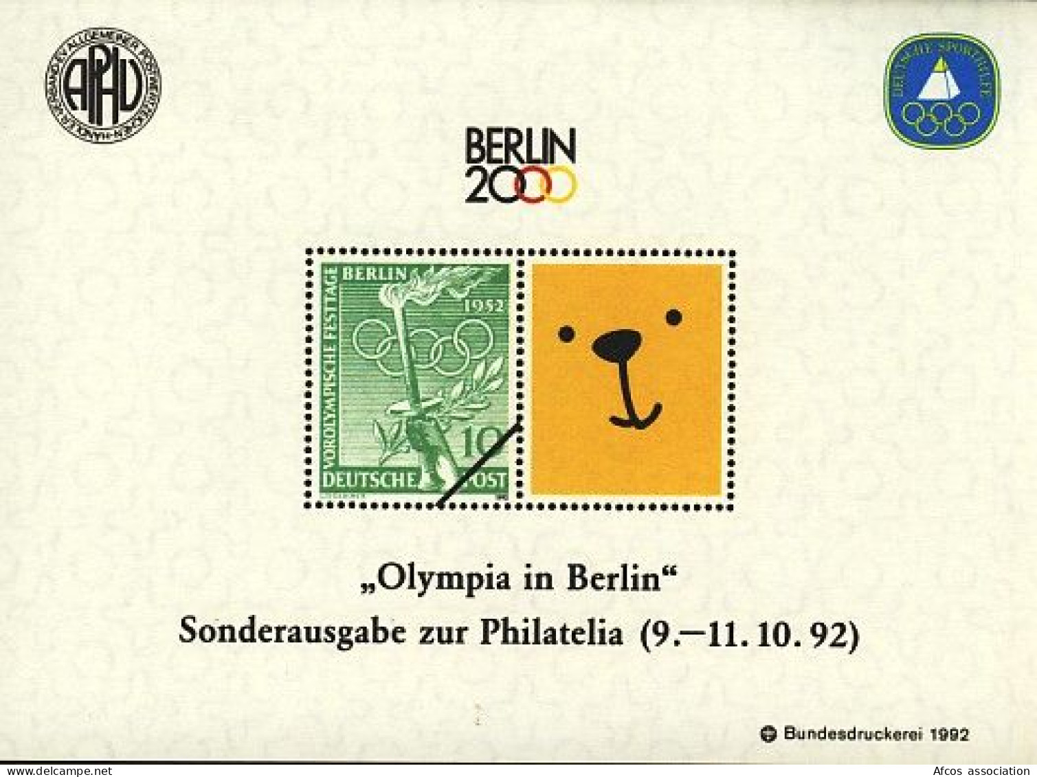 Allemagne Jeux Olympiques Candidature Berlin 2000  Feuillet De 2 Timbres Gommés  Olympia In Berlin - Summer 2000: Sydney