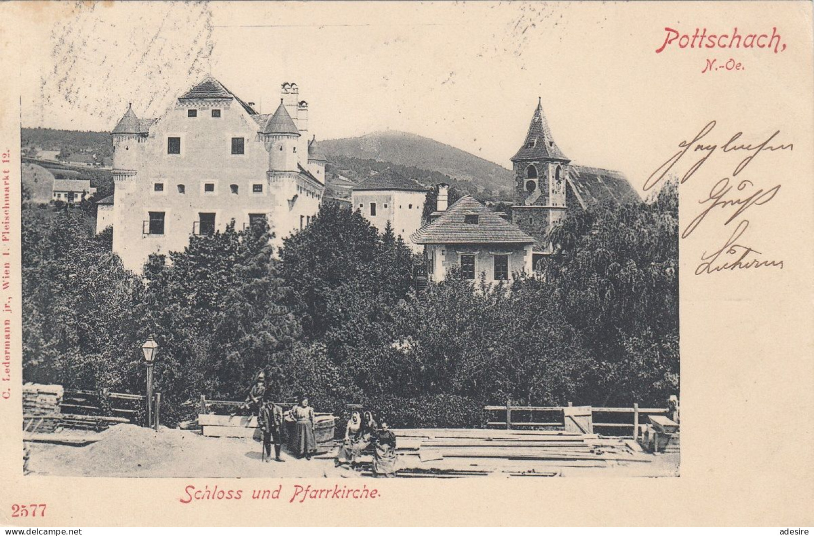 NÖ - POTTSCHACH 1901 - Schloss Und Pfarrkirche Gel. 1901, 3 Fach Frankiert, Gute Erhaltung - Purgstall An Der Erlauf