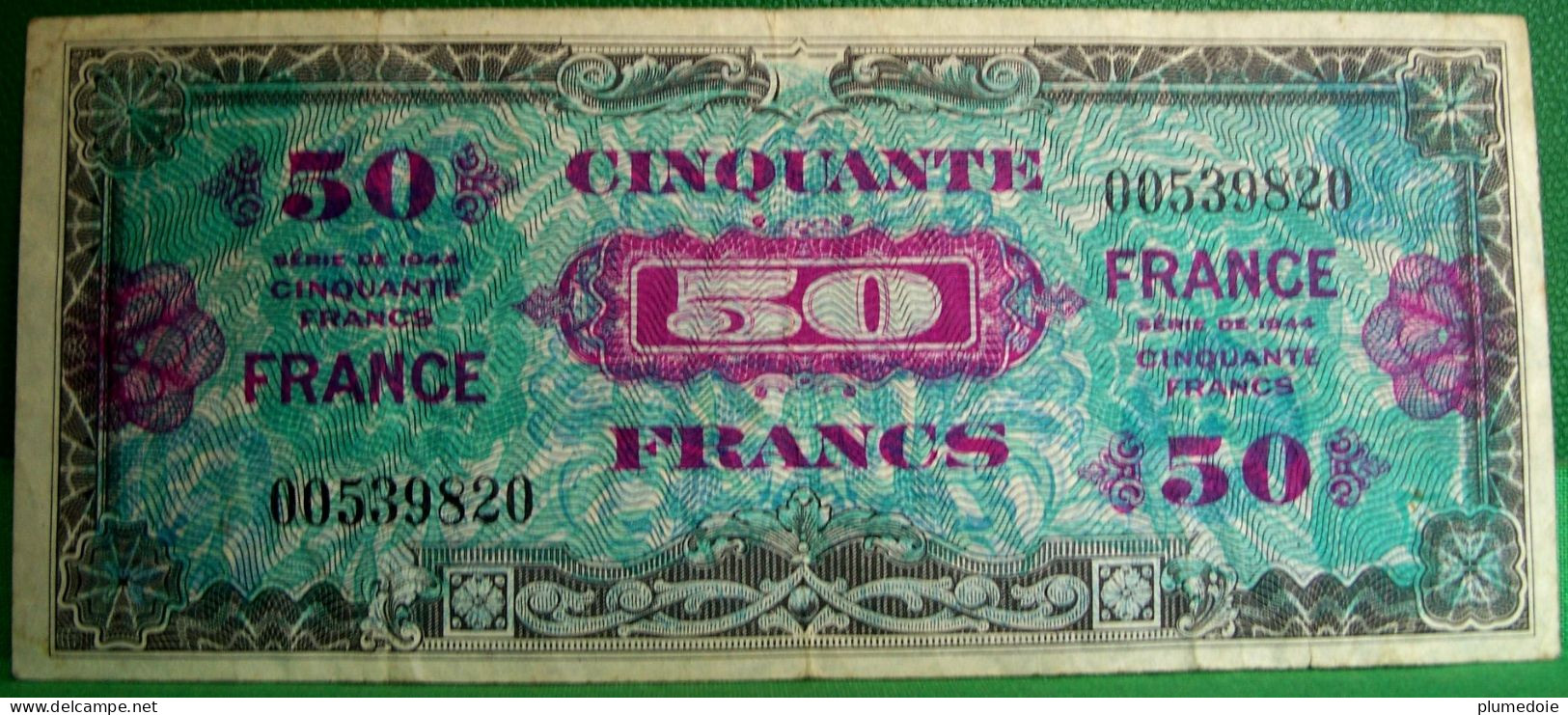 BILLET 50 Francs  VERSO FRANCE 1944   French Banknote  DEBARQUEMENT WW2 - 1944 Flag/France