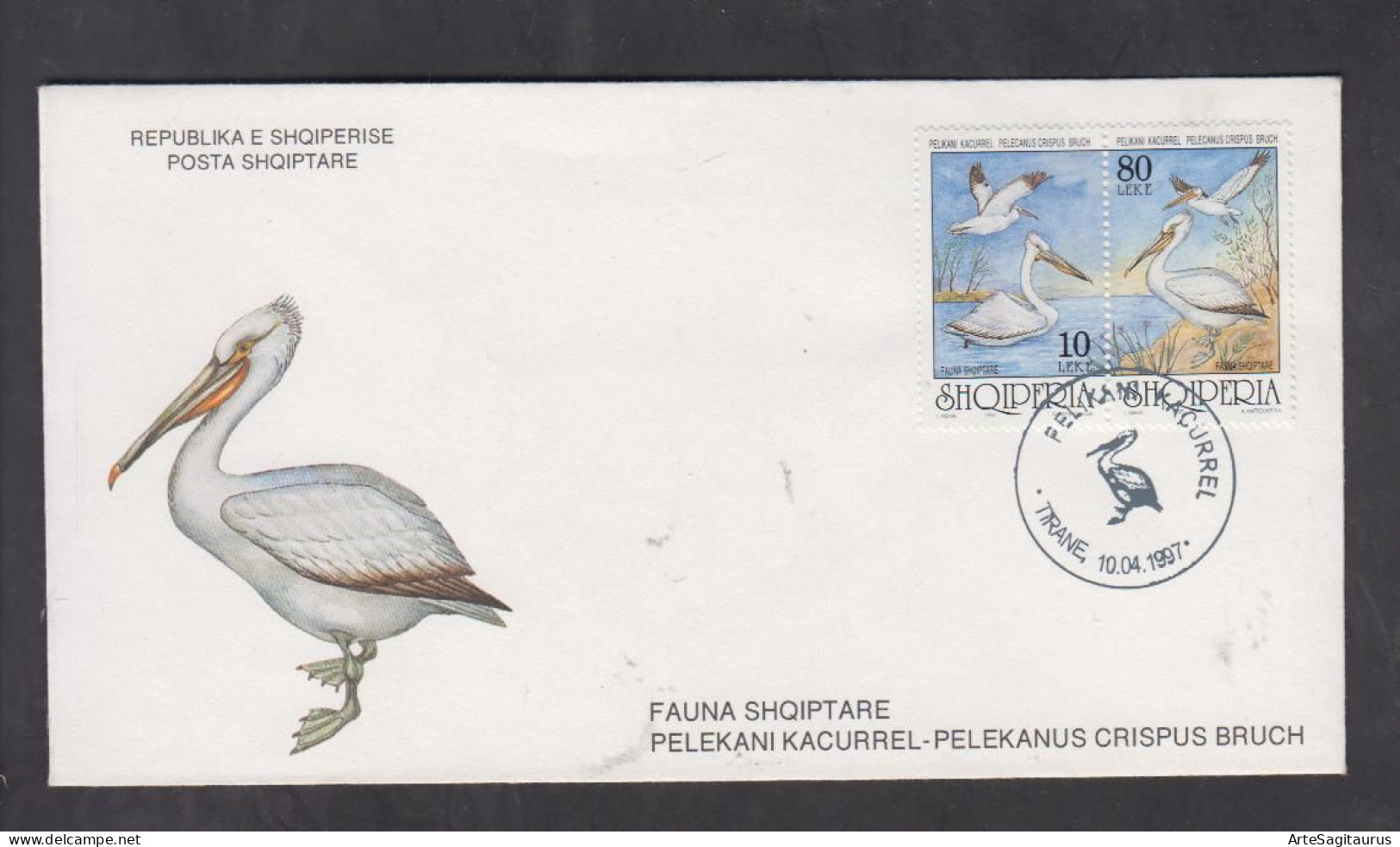 ALBANIA, FDC, BIRDS-Pelecanus Crispus + - Pelicans