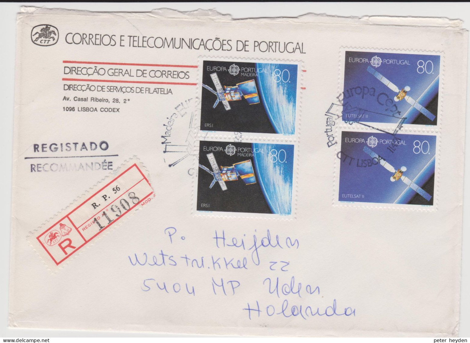 Portugal 1991 Europa CEPT In Pairs On Reg'd FDC With Acores And Madeira ~ Space Shuttle Eutelsat Hermes Satellite - Briefe U. Dokumente