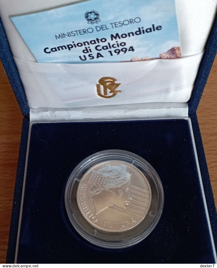 1994 Campionato Mondiale Calcio USA 500 Lire UNC 1 - 0,59 Oz Of Pure Silver - 500 Liras