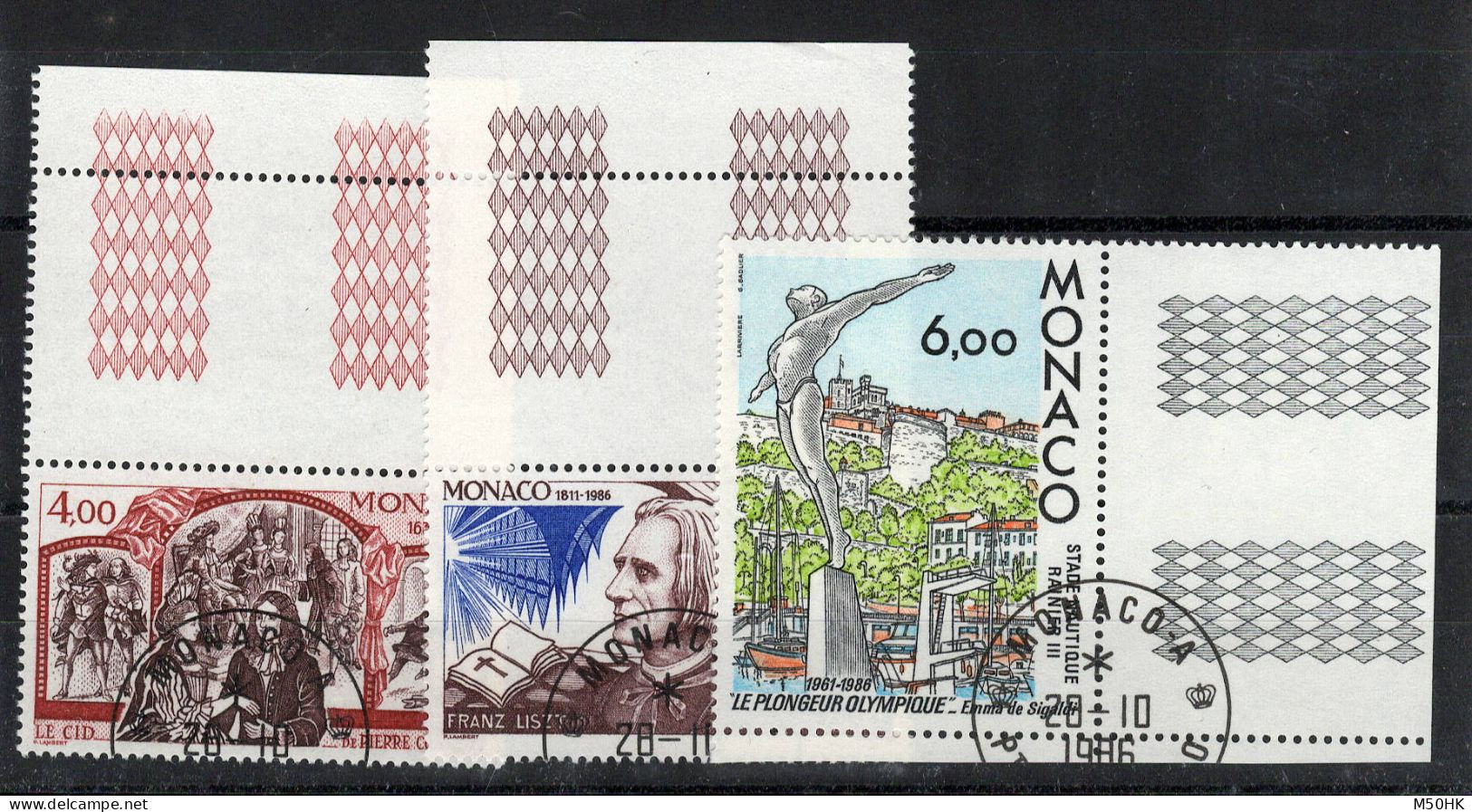 Monaco - YV 1547 à 1549 Oblitérés BdF , Sur Timbres N** - Oblitérés