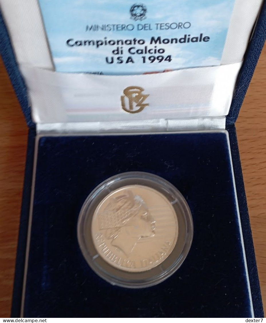 1994 Campionato Mondiale Calcio USA 500 Lire UNC 2 - 0,59 Oz Of Pure Silver - 500 Liras