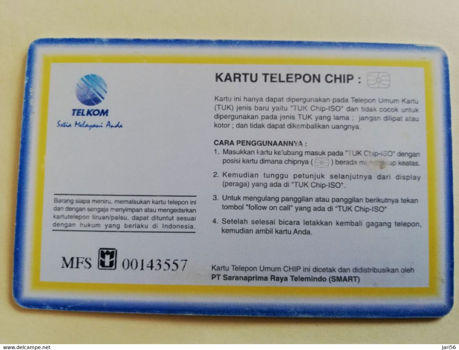 INDONESIA CHIPCARD 100  UNITS    DARK HANDED GIBBON        Fine Used Card   **3899 R ** - Indonesië