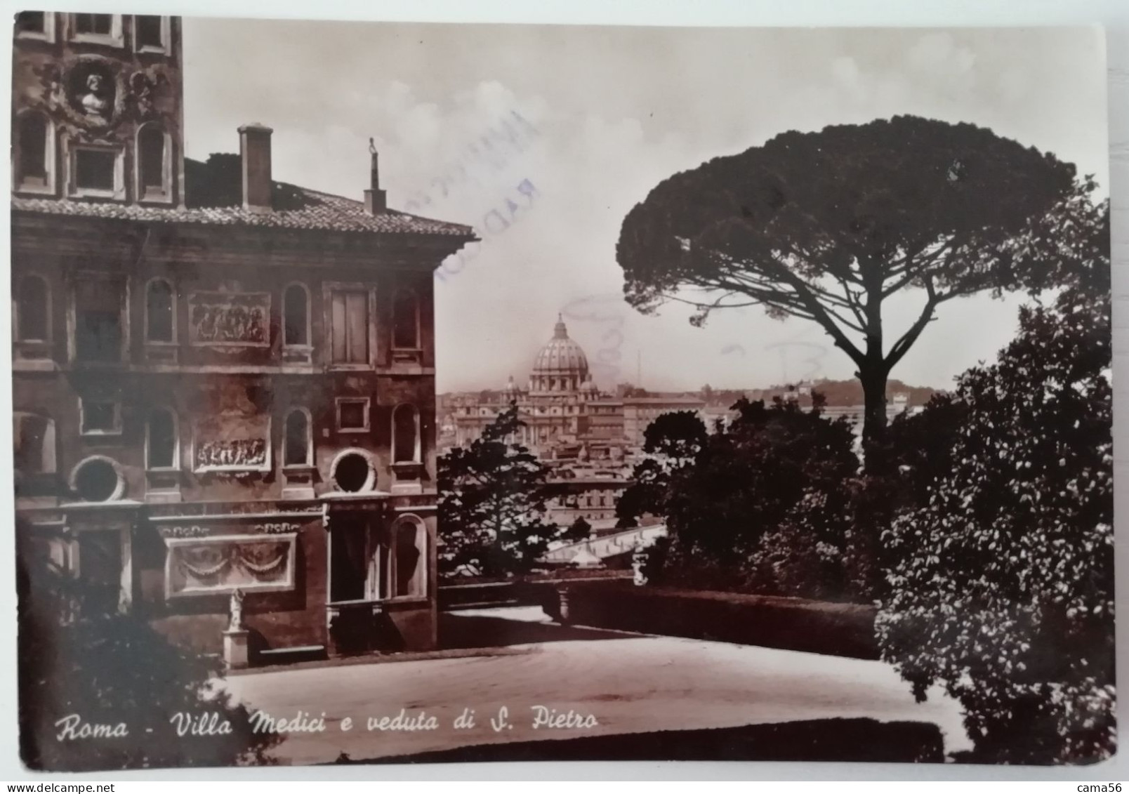 Roma 1951 Villa Medici E Veduta S.Pietro - Cartolina Viaggiata Annullo A Targhetta - Mehransichten, Panoramakarten