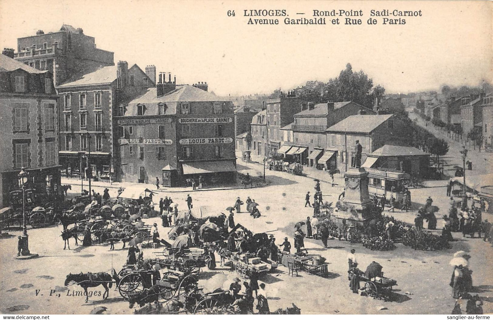 CPA 87 LIMOGES / ROND POINT SADI CARNOT / AVENUE GARIBALDI ET RUE DE PARIS - Autres & Non Classés