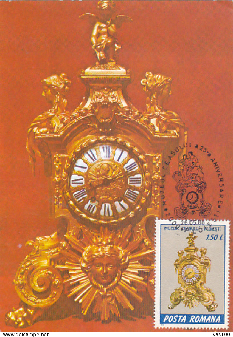 CLOCKS, PLOIESTI CLOCK MUSEUM, LOUIS XIV STYLE, CM, MAXICARD, CARTES MAXIMUM, 1968, ROMANIA - Horloges