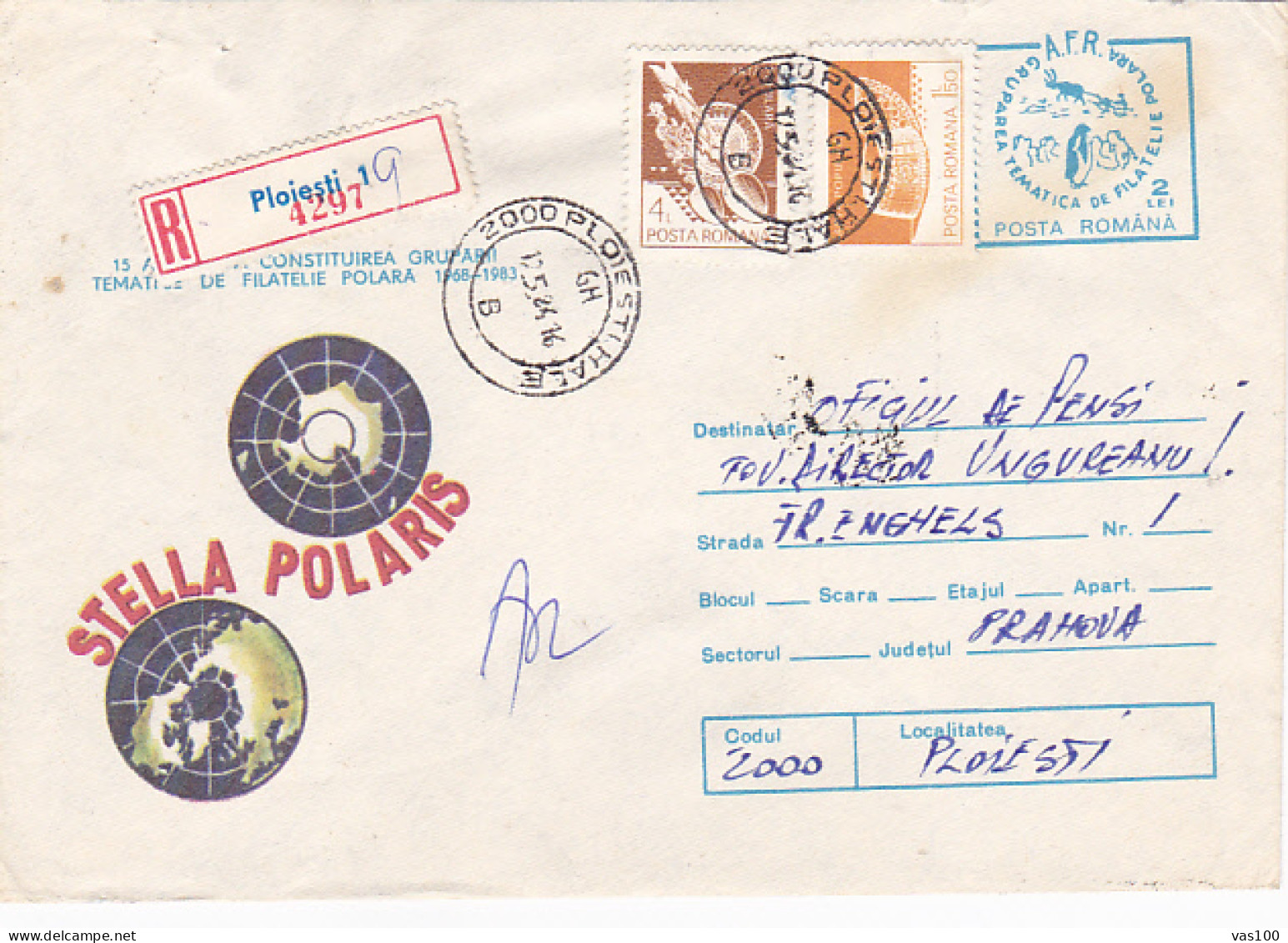 POLAR PHILATELIC EXHIBITION, REGISTERED COVER STATIONERY, ENTIER POSTAL, 1983, ROMANIA - Événements & Commémorations