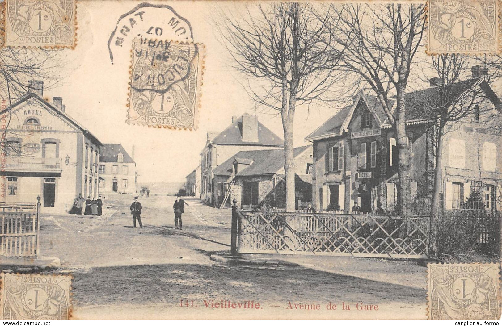 CPA 23 VIEILLEVILLE / AVENUE DE LA GARE / AFFRANCHISSEMENT PHILATELIQUE SPECIAL MULTIPLE - Sonstige & Ohne Zuordnung