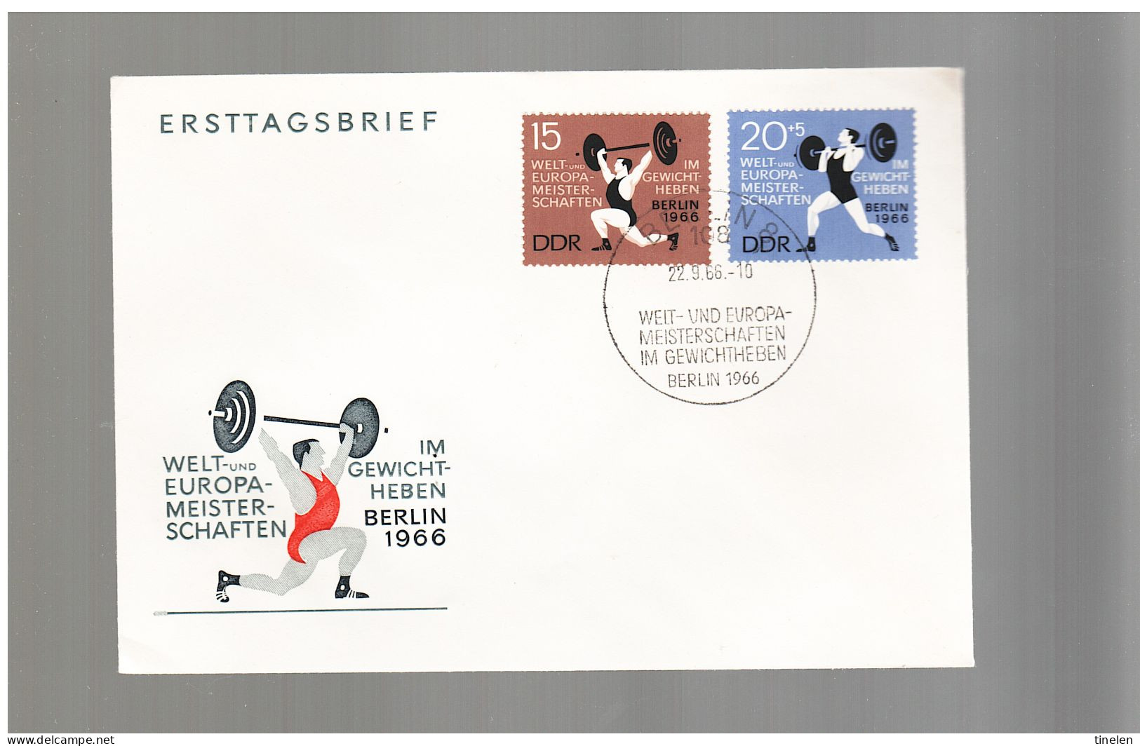 Ddr -germania Est - 1966 Fdc Cam Europeo Sollevamento Pesi - Pesistica