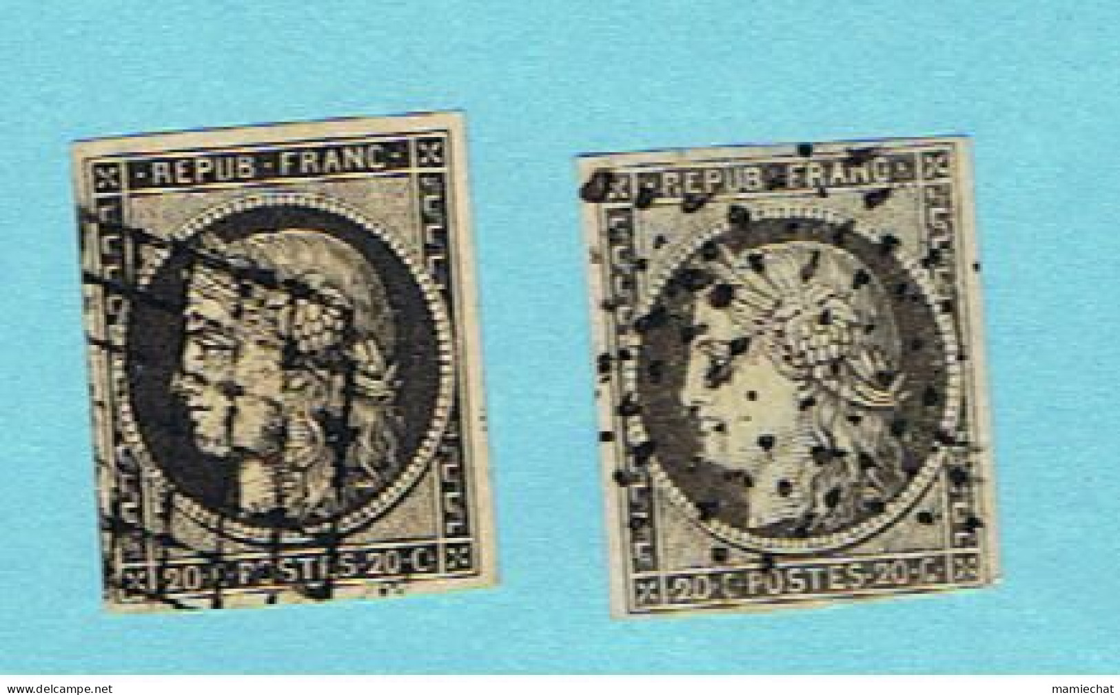 FRANCE-TIMBRES OBLITERES-N°3-1849-50-2 SCANS- - 1849-1850 Ceres