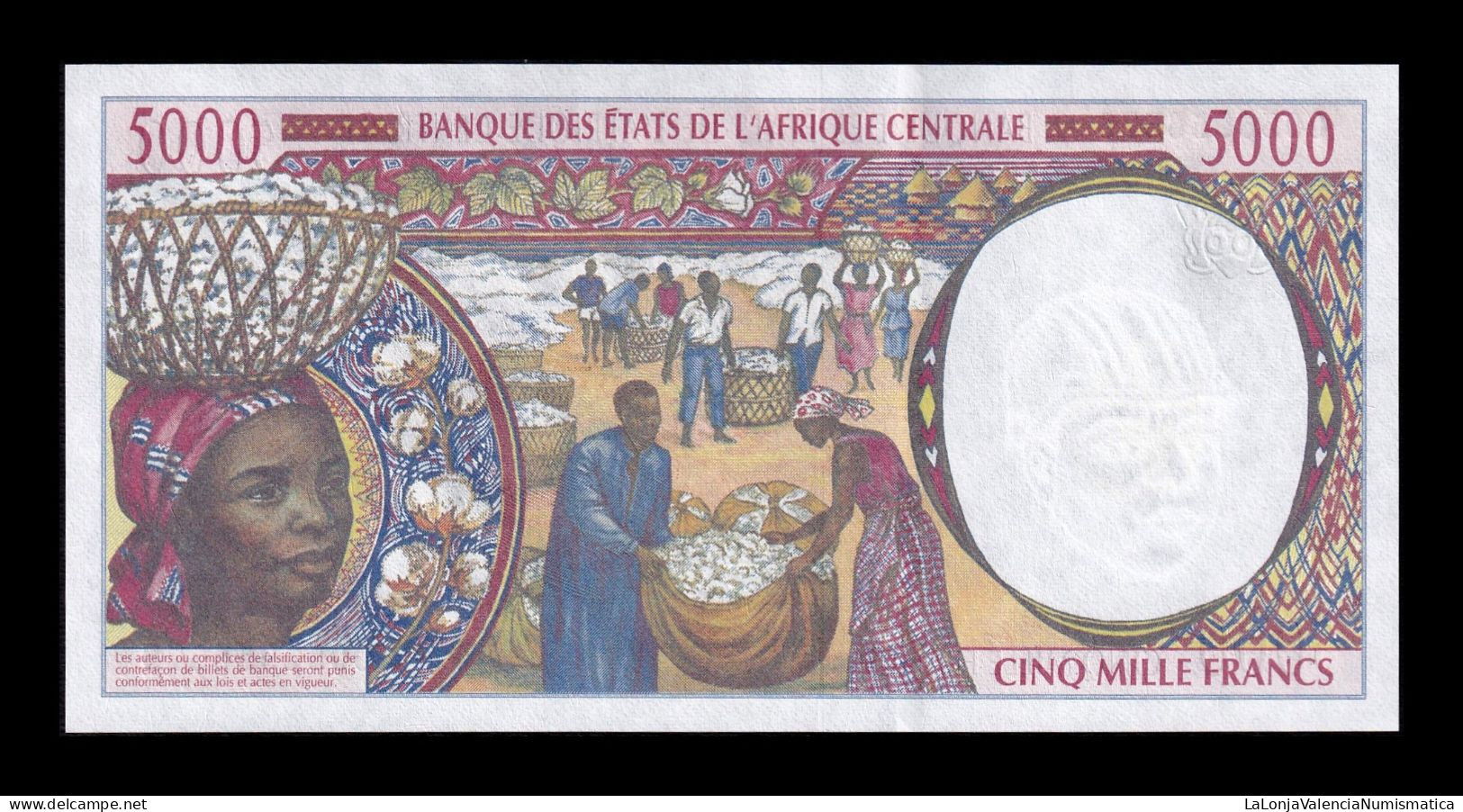 Central African States Equatorial Guinea 5000 Francs 2000 Pick 504Nf Sc Unc - Guinea Ecuatorial