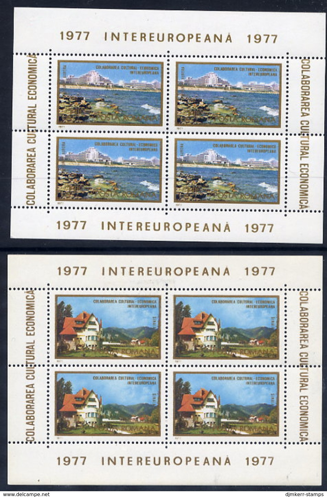 ROMANIA 1977 INTEREUROPA Blocks MNH / **.  Michel Block 141-42. - Blocchi & Foglietti