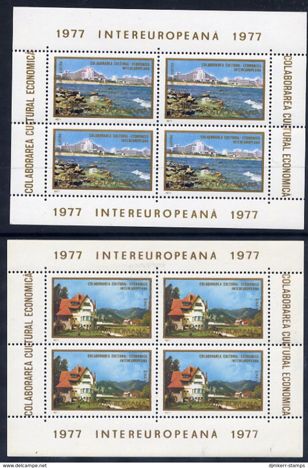 ROMANIA 1977 INTEREUROPA Blocks MNH / **.  Michel Block 141-42. - Blocs-feuillets