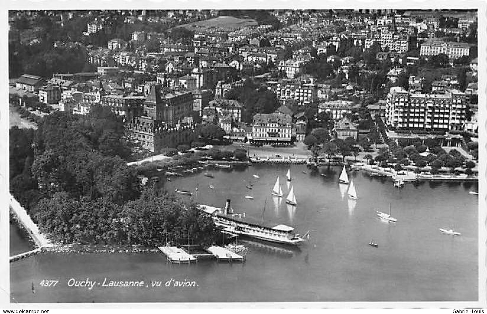 Ouchy Lausanne Vu D'avion Bateau à Vapeur - Steamer - Dampfschiff 1939 - Lausanne