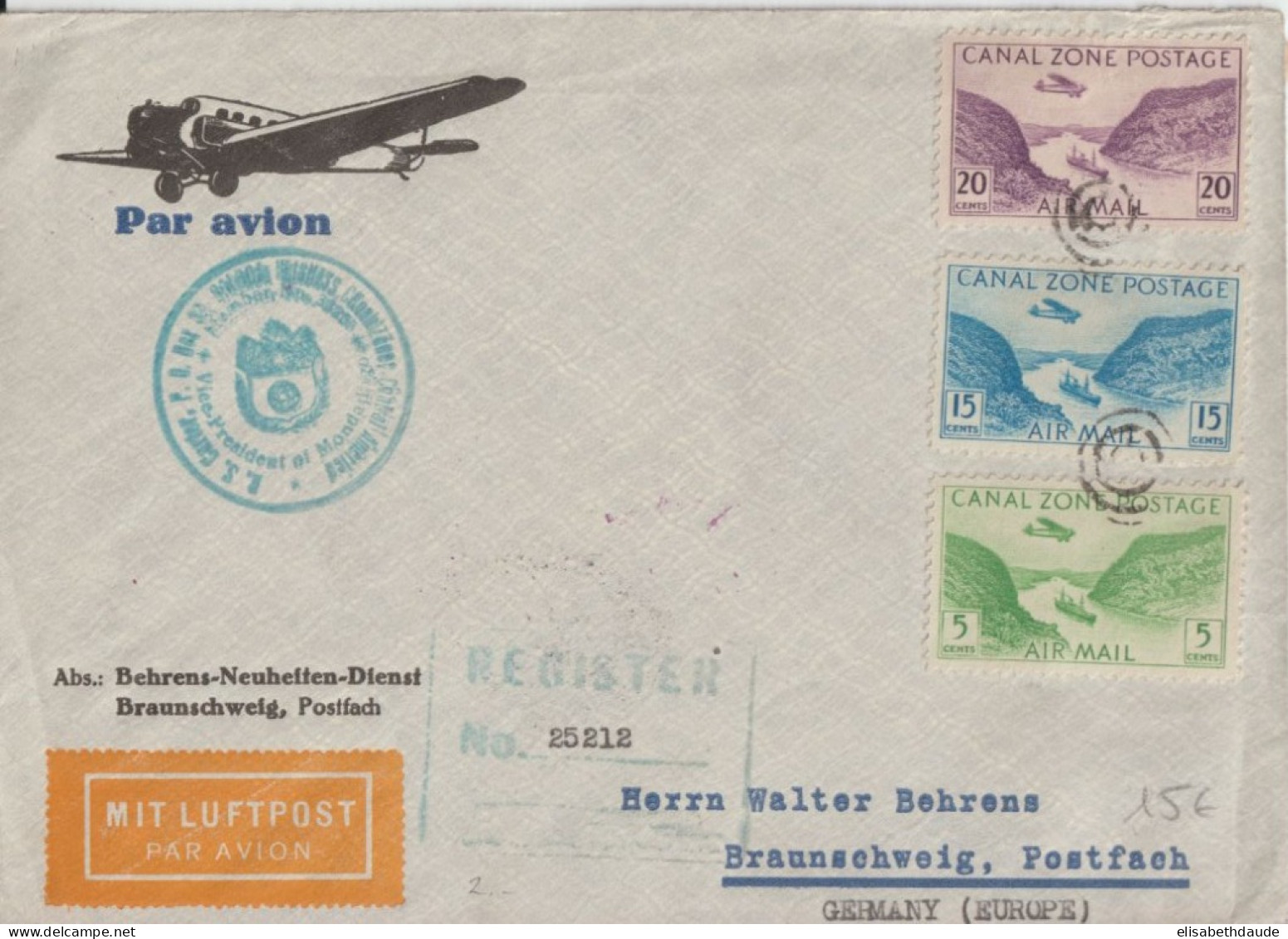 1931 - PANAMA CANAL ZONE ! ENV. AIRMAIL => BRAUNSCHWEIG (GERMANY) - Kanalzone