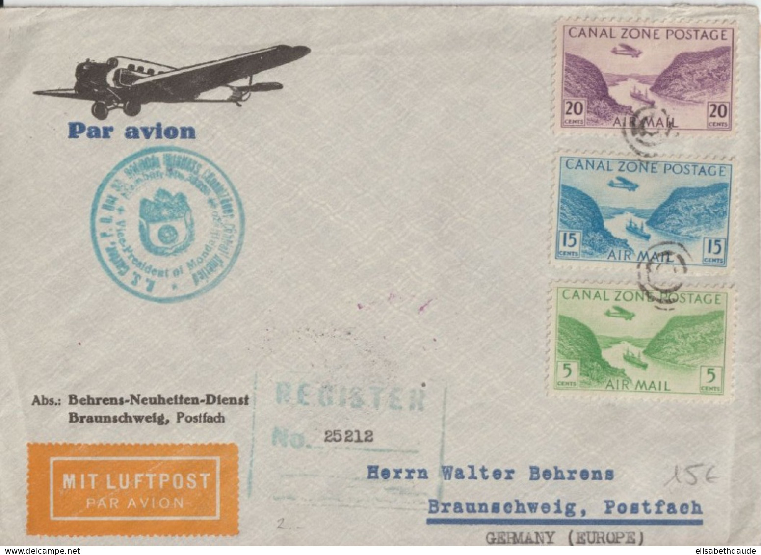1931 - PANAMA CANAL ZONE ! ENV. AIRMAIL => BRAUNSCHWEIG (GERMANY) - Zona Del Canale / Canal Zone
