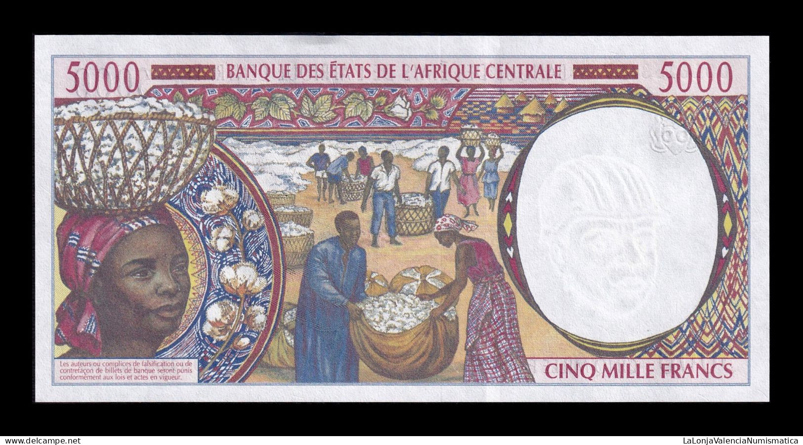 Central African States Cameroon 5000 Francs 2000 Pick 204Ef Sc Unc - Cameroun