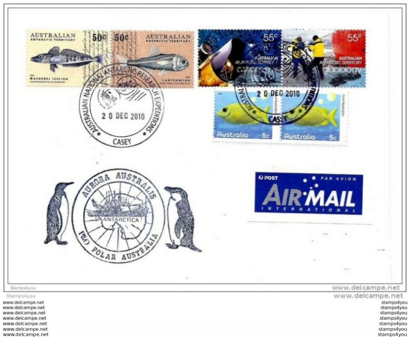 101 - 103 - Enveloppe  Postée à Bord Du Navire Polaire "Aurora Australis" Escale à La Base De Casey 2010 - Briefe U. Dokumente