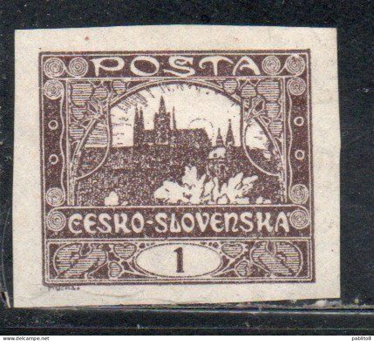 CZECH REPUBLIC REPUBBLICA CECA CZECHOSLOVAKIA CESKA CECOSLOVACCHIA 1919 HRADCANY AT PRAGUE 1h MH - Unused Stamps
