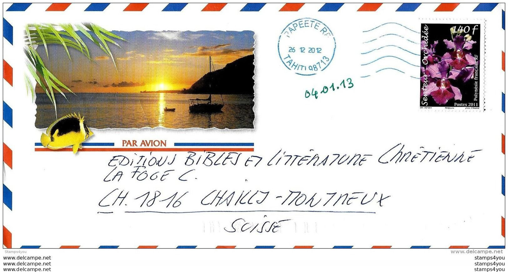 G - 498 - Enveloppe Envoyée De Papeete En Suisse 2012 - Storia Postale