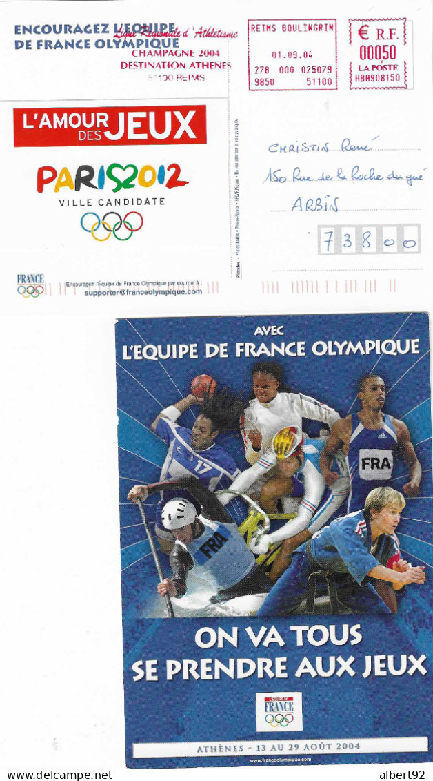 2004 EMA Ligue Athlétisme  " Champagne 2004  Destination Athènes" (n° HBR 908150) Carte Officielle - Summer 2004: Athens