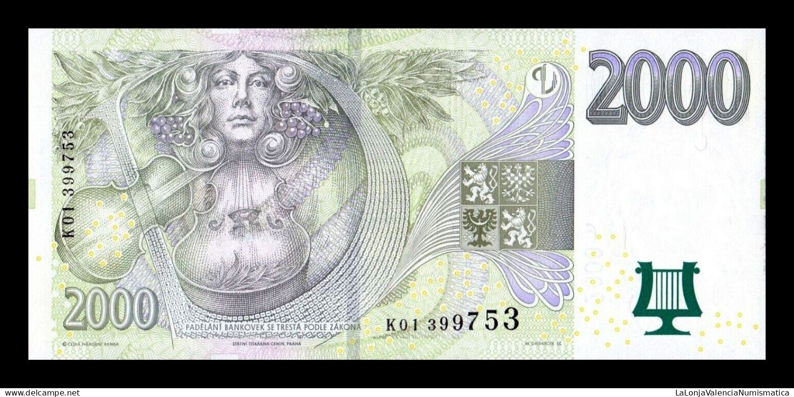 República Checa Czech Republic 2000 Korun 2007 Pick 26e Serie K Sc Unc - República Checa