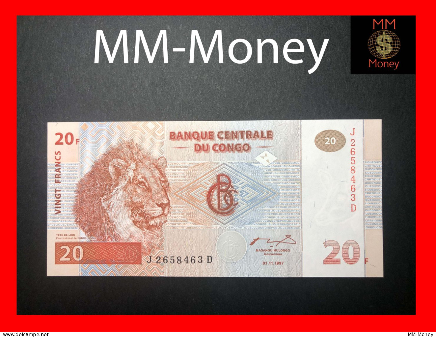 CONGO Democratic Republic   20 Francs 1.11.1997   P. 88 A  "printer HdM"    UNC - République Démocratique Du Congo & Zaïre