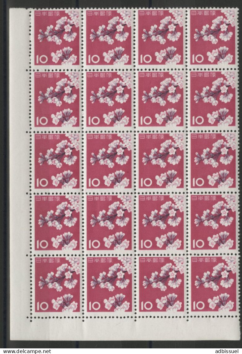 JAPON N° 677 En Bloc De 20 Avec Coin De Feuille Neufs ** (MNH) Cerisiers Cherry Tree Qualité TB. - Ungebraucht