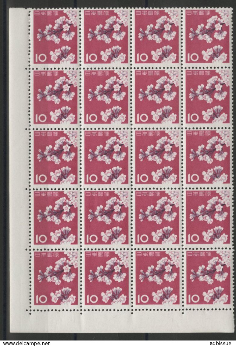 JAPON N° 677 En Bloc De 20 Avec Coin De Feuille Neufs ** (MNH) Cerisiers Cherry Tree Qualité TB. - Unused Stamps