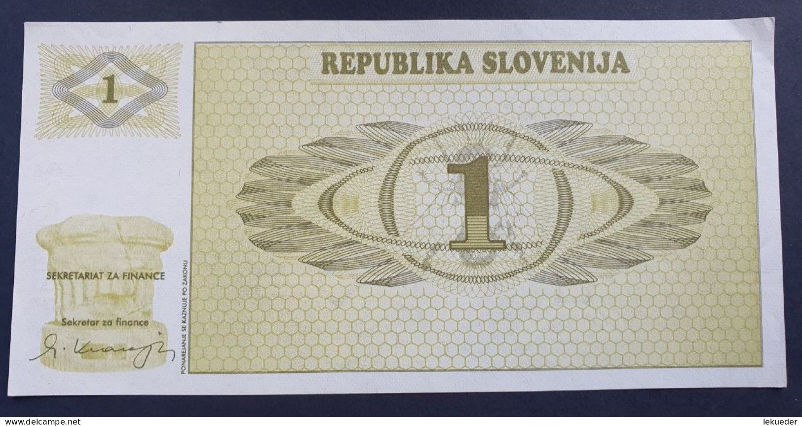 Billete De Banco De ESLOVENIA - 1 Tolar, 1990  Sin Cursar - Slovénie