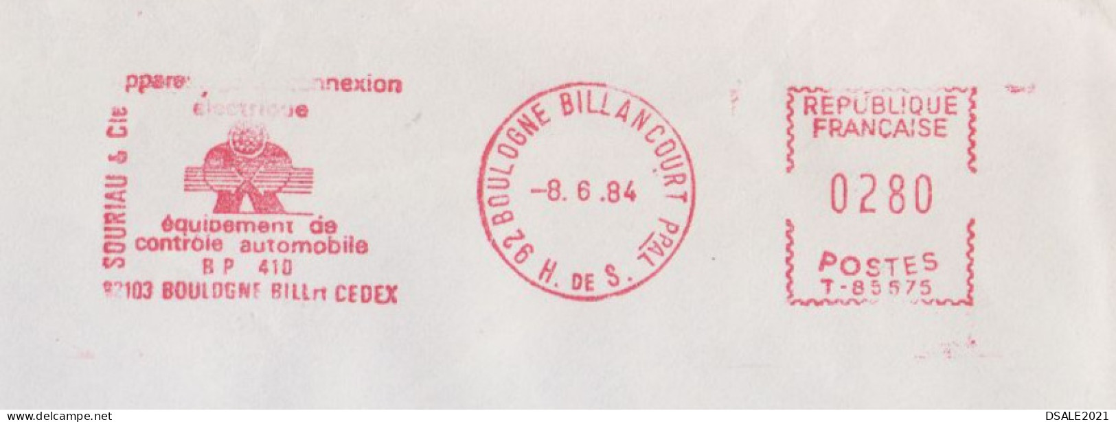 France 1984 Airmail Window Cover With Advertising Machine EMA METER Stamp Cachet, Sent Abroad (66865) - Brieven En Documenten