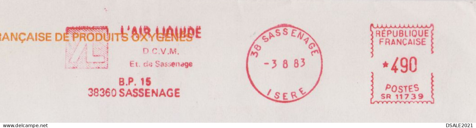 France 1983 Airmail Window Cover With Advertising Machine EMA METER Stamp Cachet, Sent Abroad (66859) - Brieven En Documenten