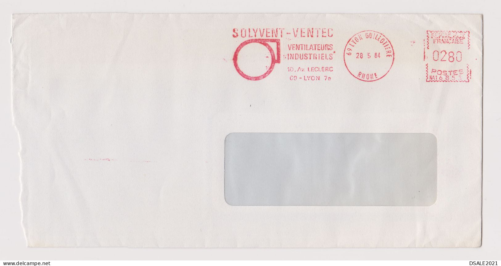 France 1984 Airmail Window Cover With Advertising Machine EMA METER Stamp Cachet, Sent Abroad (66860) - Briefe U. Dokumente