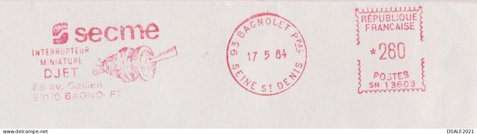 France 1984 Airmail Window Cover With Advertising Machine EMA METER Stamp Cachet, Sent Abroad (66863) - Briefe U. Dokumente