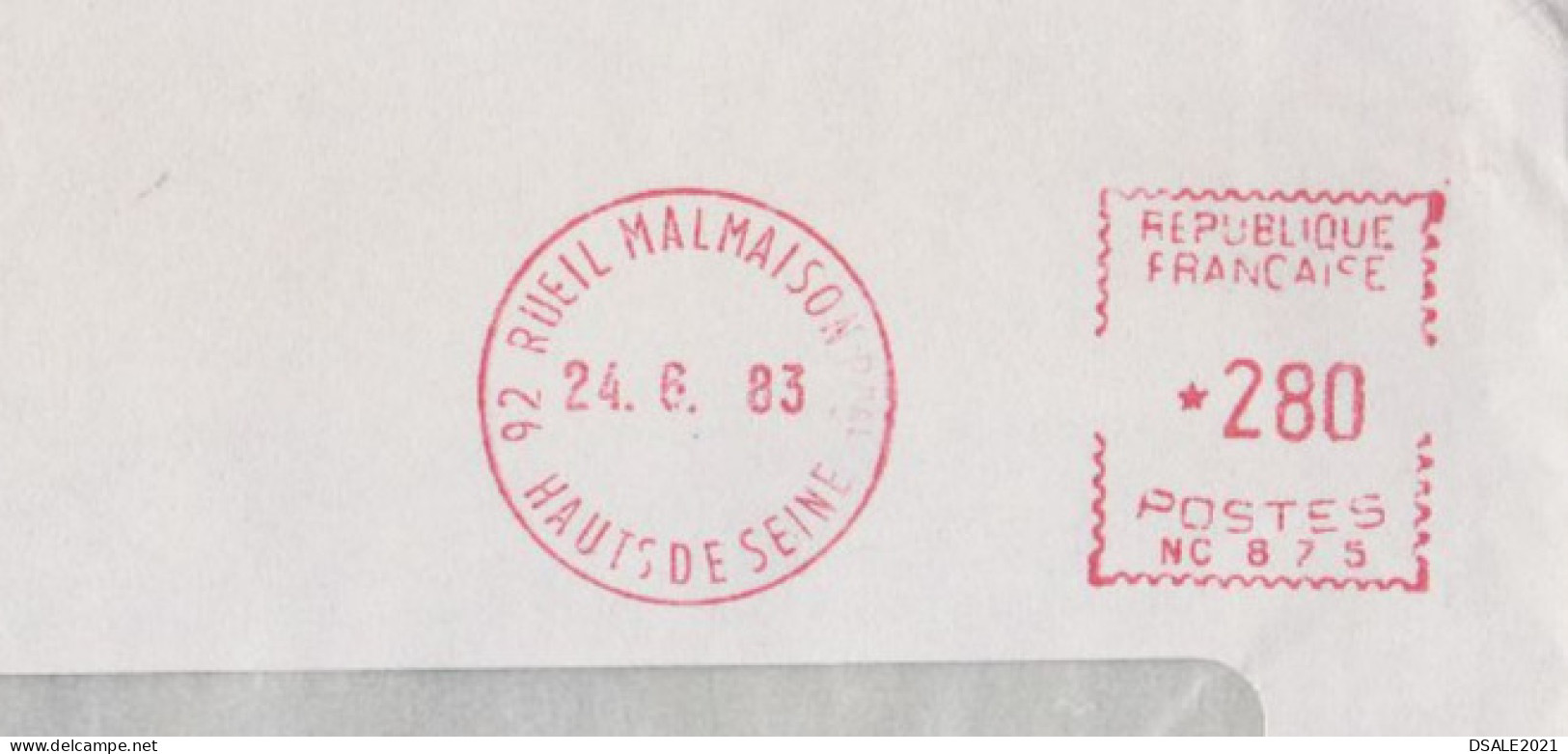 France 1983 Airmail Window Cover With Advertising Machine EMA METER Stamp Cachet, Sent Abroad (66856) - Briefe U. Dokumente