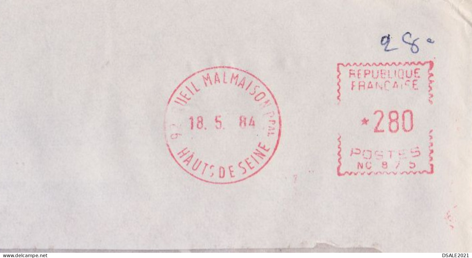 France 1984 Airmail Window Cover With Advertising Machine EMA METER Stamp Cachet, Sent Abroad (66864) - Lettres & Documents