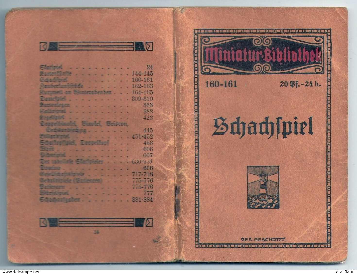SCHACH SPIEL Band 160/161 Der Miniatur Bibliothek Leipzig 1910 Verlag Für Kunst Und Wissenschaft - Deportes